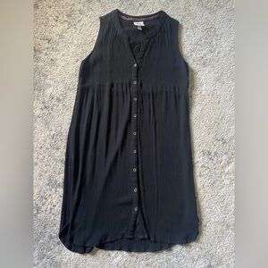 Knox Rose Black Sleeveless Button-Down Gauze Shirt Dress